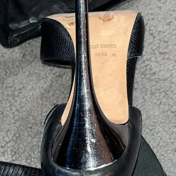 BCBGMAXAZRIA RUNWAY CONCORDE STAMPEDE OVER THE KNEE BLACK LEATHER BOOTS HTF 10M - Picture 11 of 16